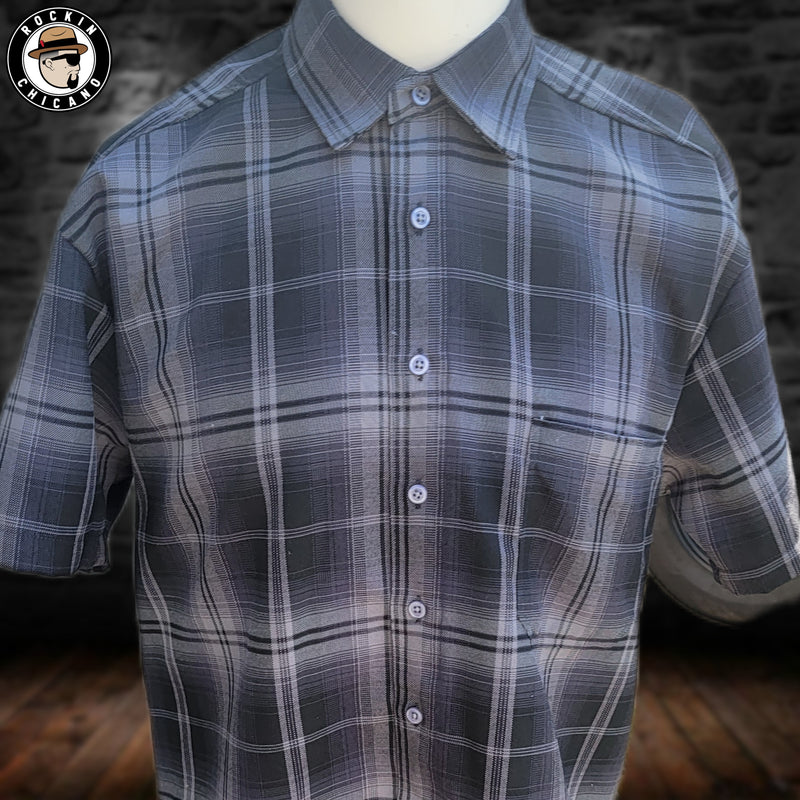 Short sleeve plaid pattern shirt - Charcoal Gray