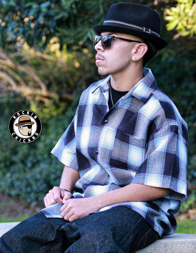 LONG SLEEVE PLAID BUTTON UP SHIRT- SOFT YELLOW/ GRAY
