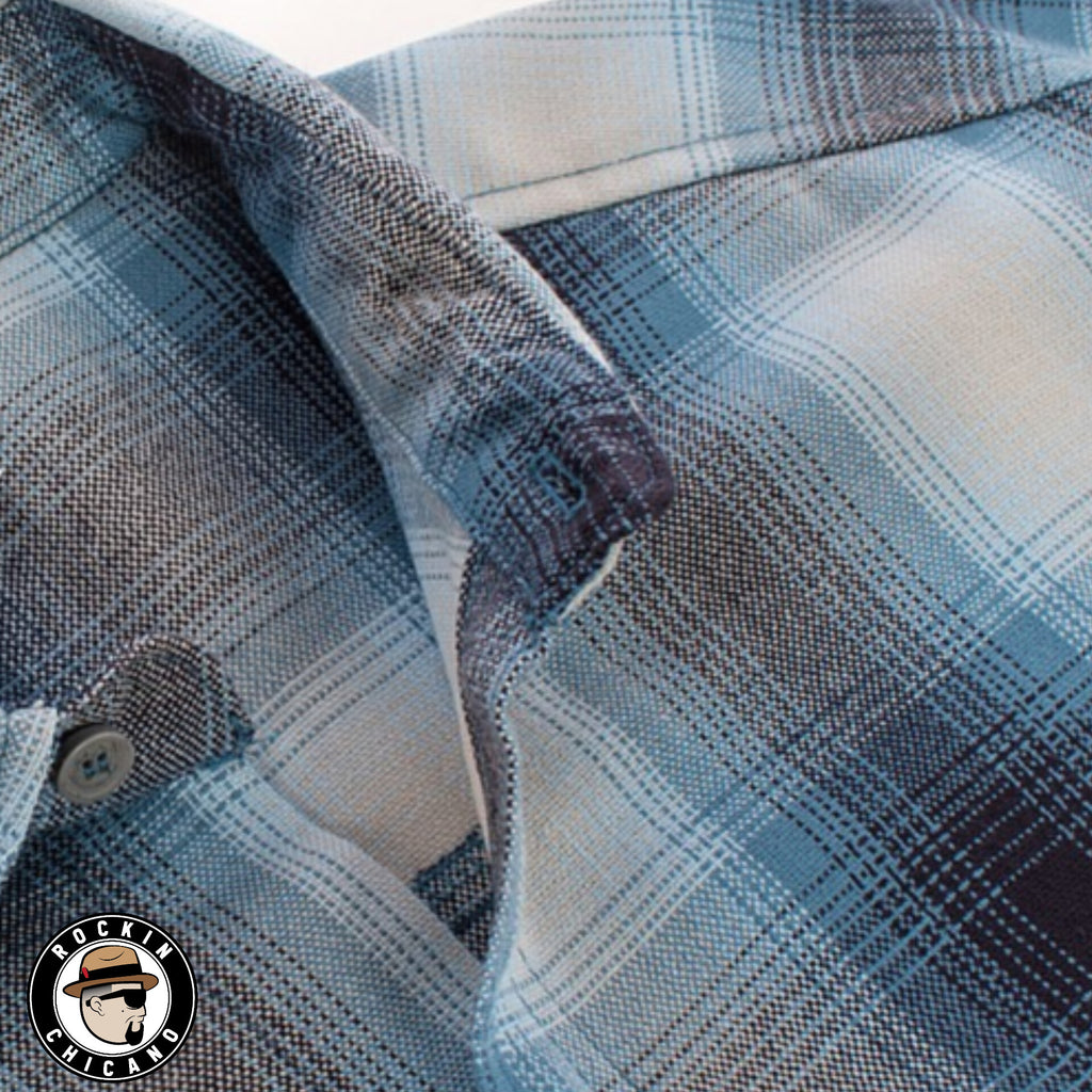 LONG SLEEVE PLAID BUTTON UP SHIRT-SKY BLUE/ GRAY