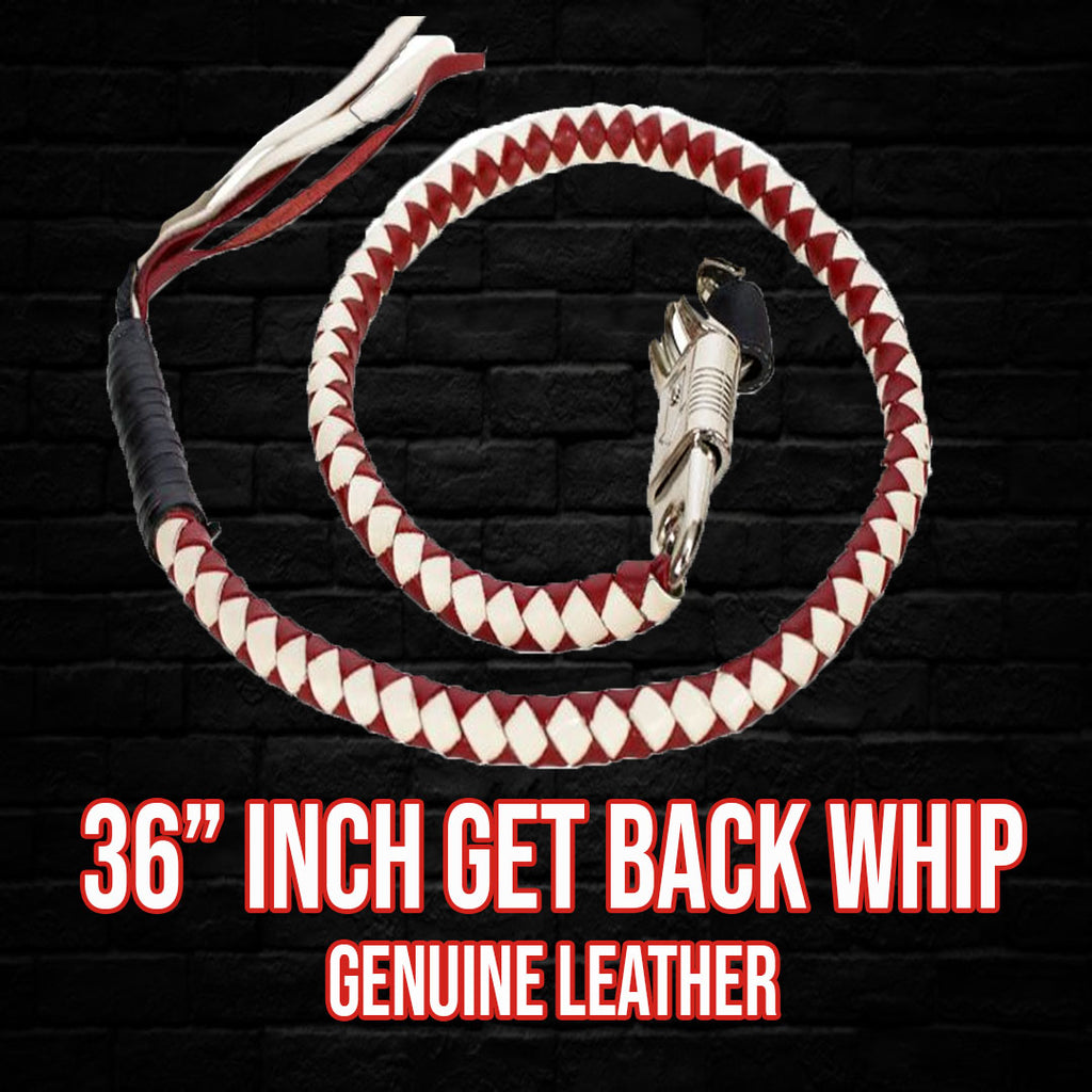 36" Long Red and White Get Back Whip