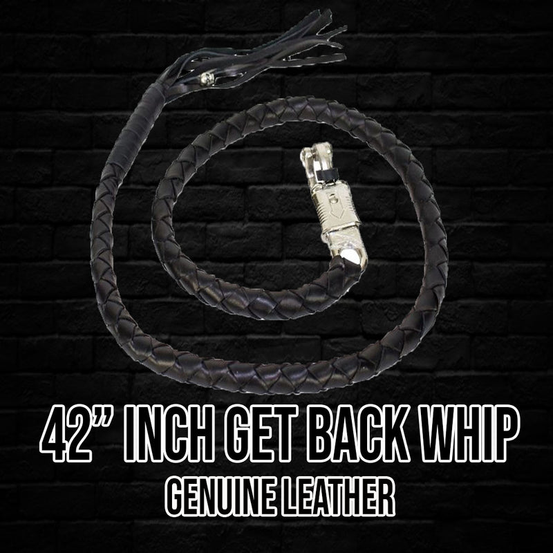 42" Long Black on Black Get Back Whip