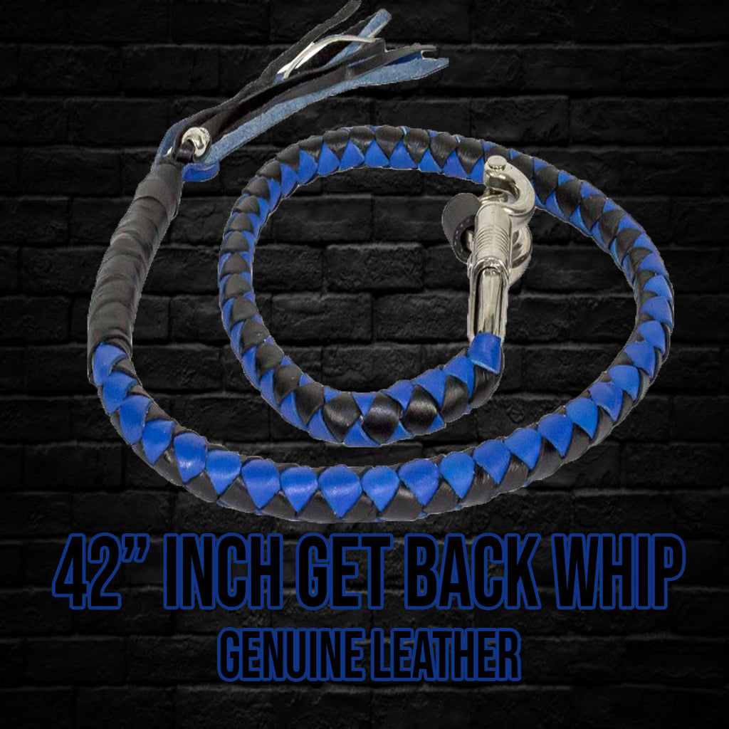 42" Long Black And Blue Get Back Whip