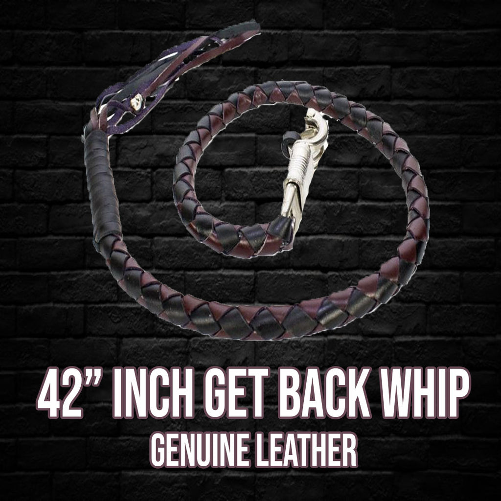 42" Long Black And Brown Get Back Whip