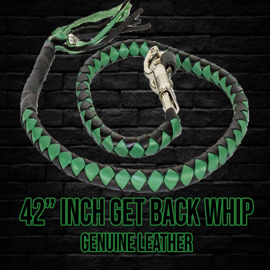 42" Long Black and Green Get Back Whip