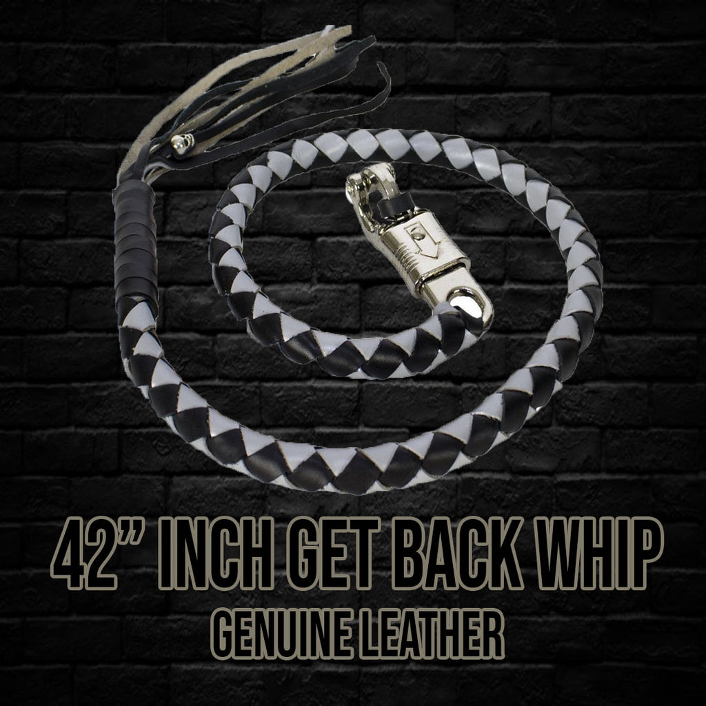 42" Long Black and Silver Get Back Whip