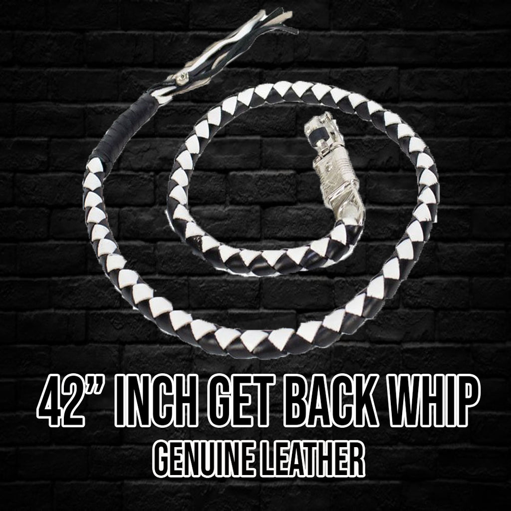 42" Long Black and White Get Back Whip