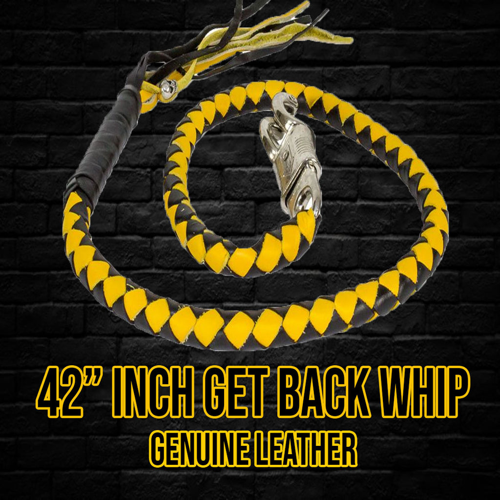 42" Long Black and Yellow Get Back Whip