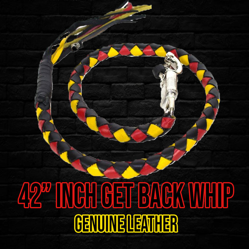 42" Long Red Yellow and Black Get Back Whip