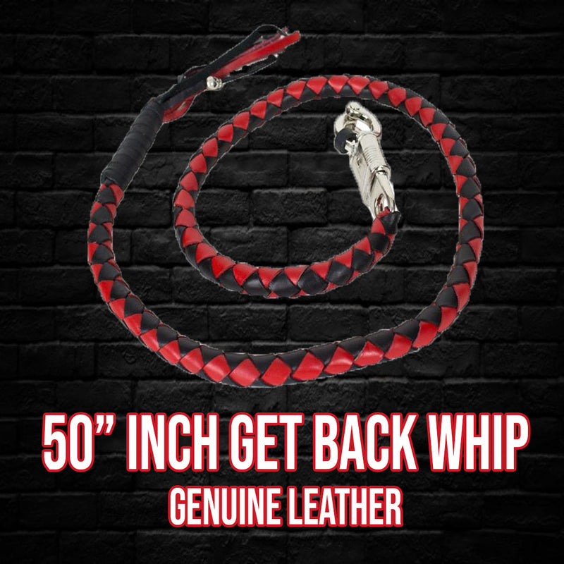50" Long Black And Red Get Back Whip