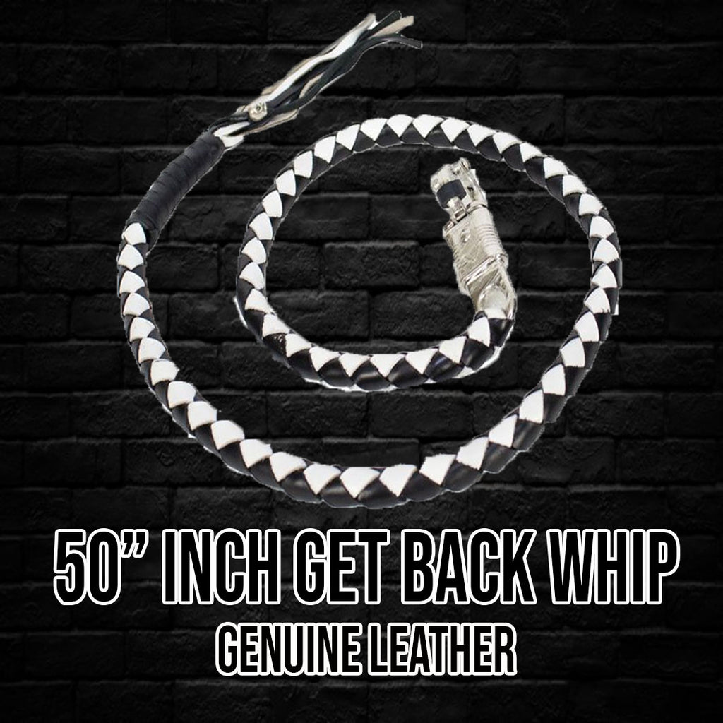 50" Long Black And White Get Back Whip