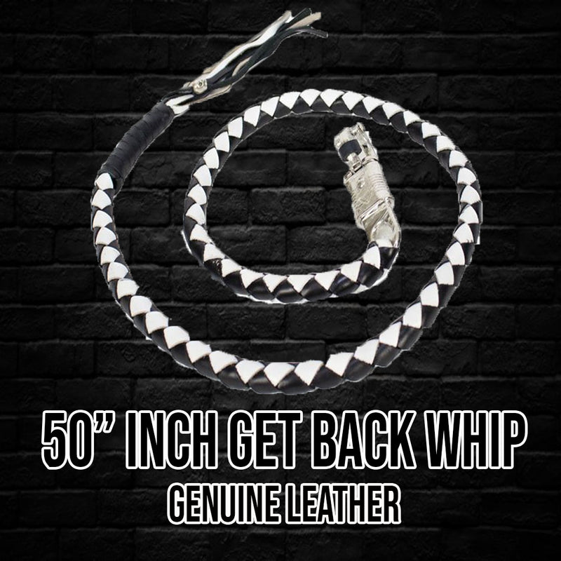 50" Long Black And White Get Back Whip