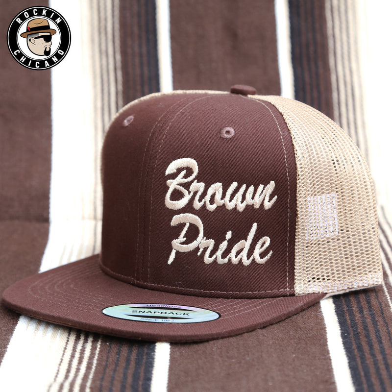 Brown Pride Snapback hat - Grey and White