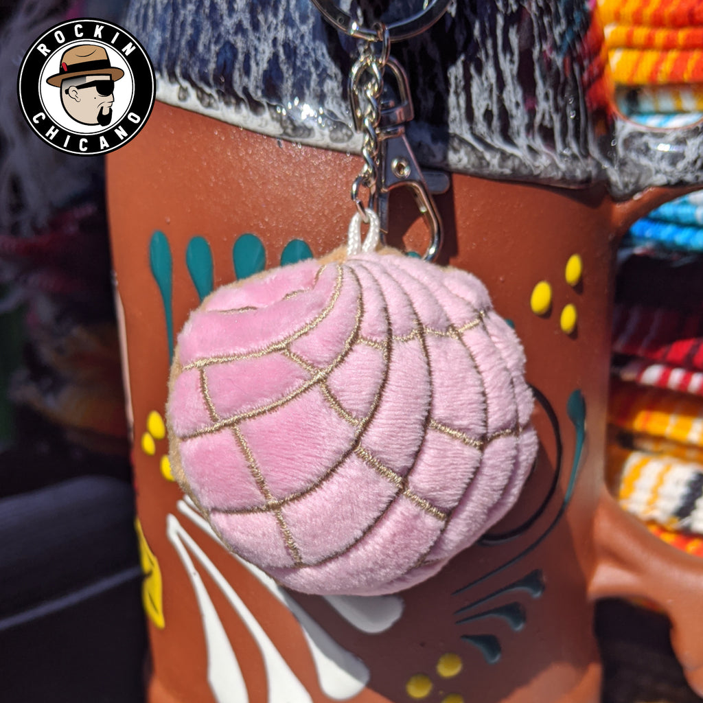 Strawberry Concha plush key chain