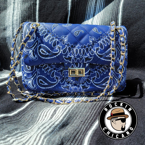 Chain Handle Bandana Purse in Blue Rockin Chicano