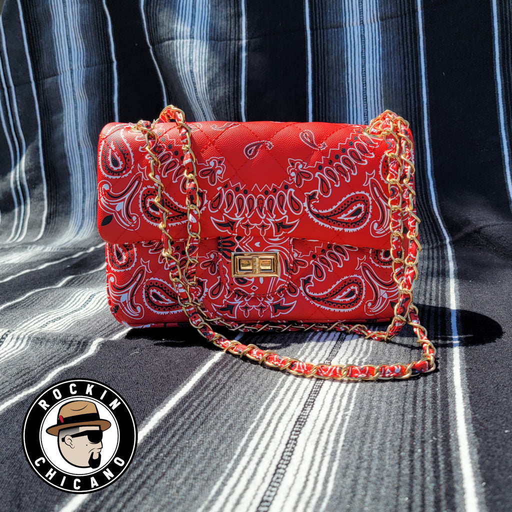 Chain Handle Bandana Purse in Red