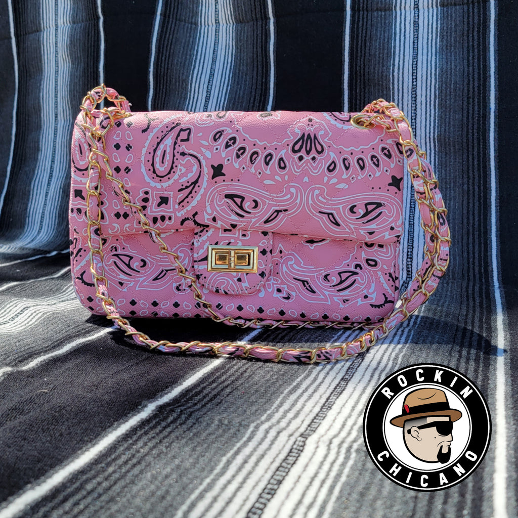 Chain Handle Bandana Purse in Pink