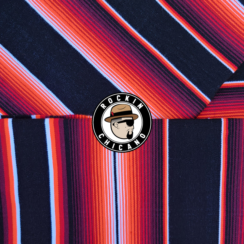 Black with Orange and Red Handmade Sarape