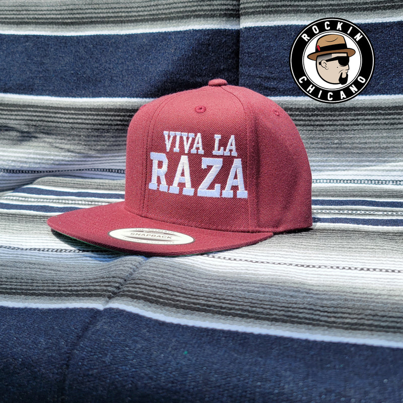Viva La Raza in Burgundy Snapback hat
