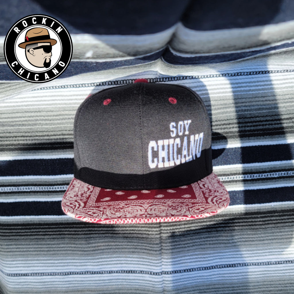 Soy Chicano in Burgundy color Bandana Snapback hat
