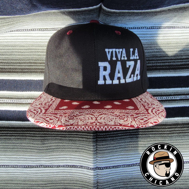 Viva La Raza in Burgundy color Bandana Snapback hat