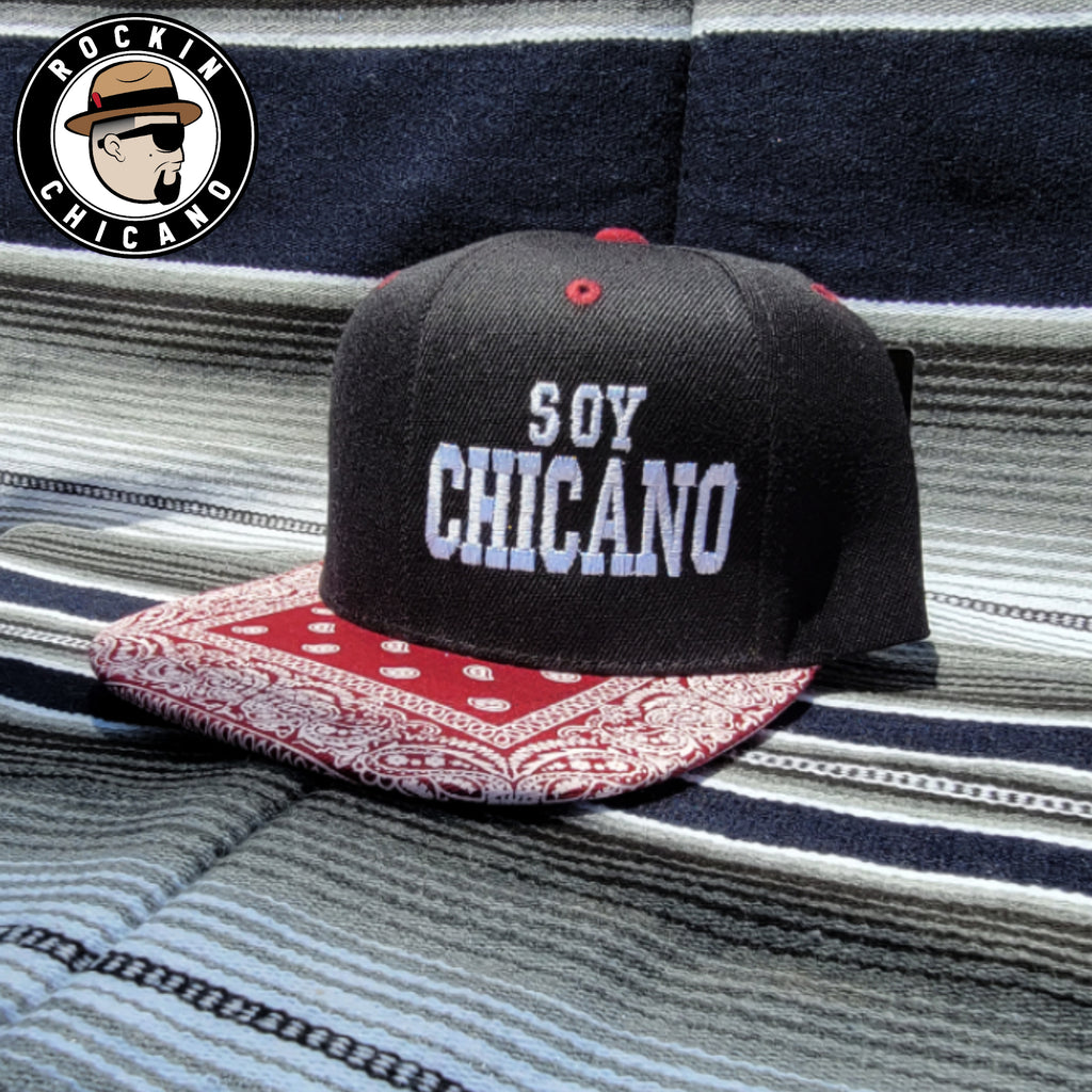 Soy Chicano in Burgundy color Bandana Snapback hat