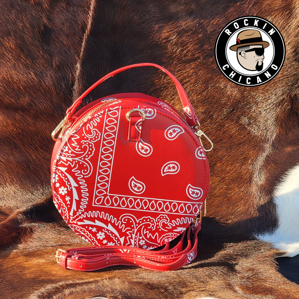 Bandana Print Round Crossbody Purse in Red