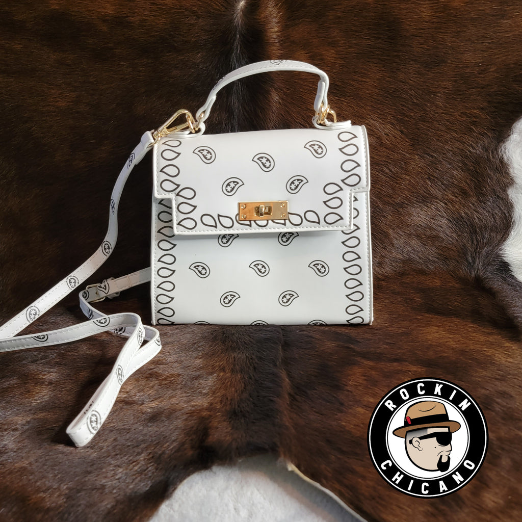 Bandana Top handle square Handbag in White