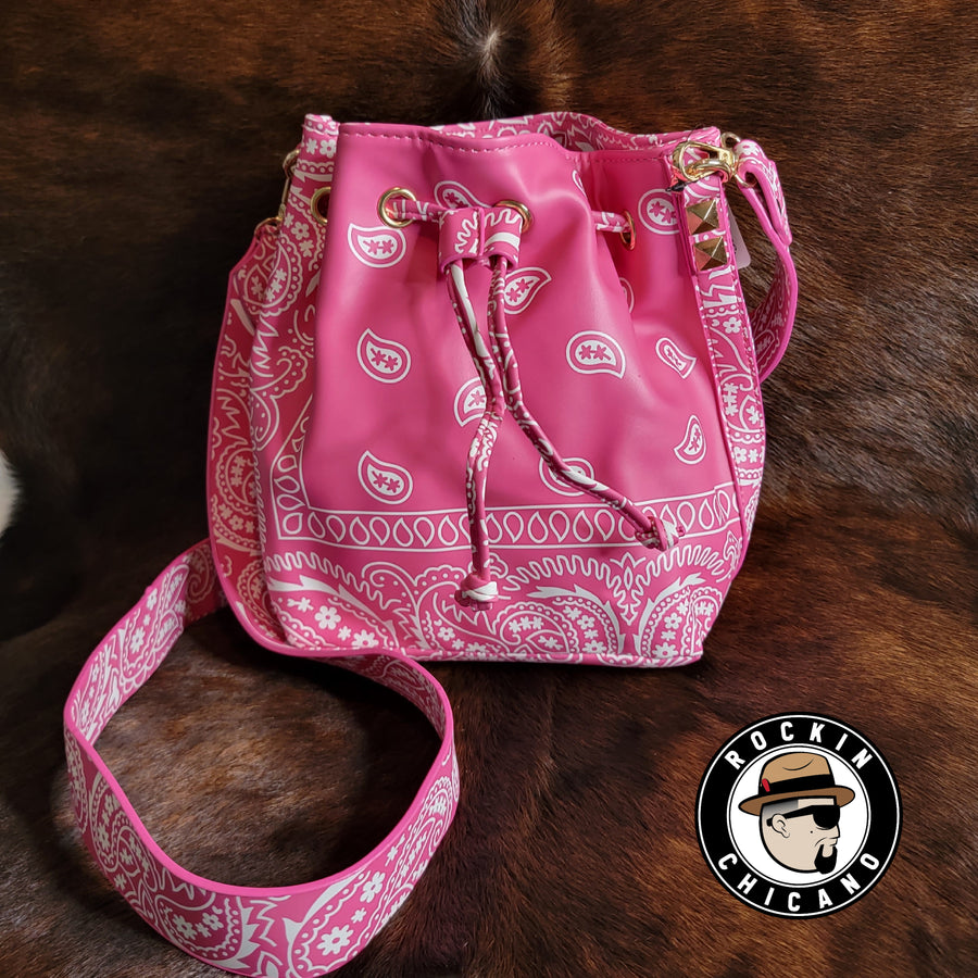 Bandana bucket bag in Hot Pink Rockin Chicano