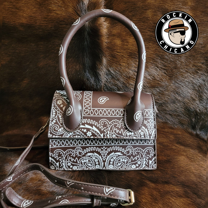Bandana one piece top handle handbag in Brown