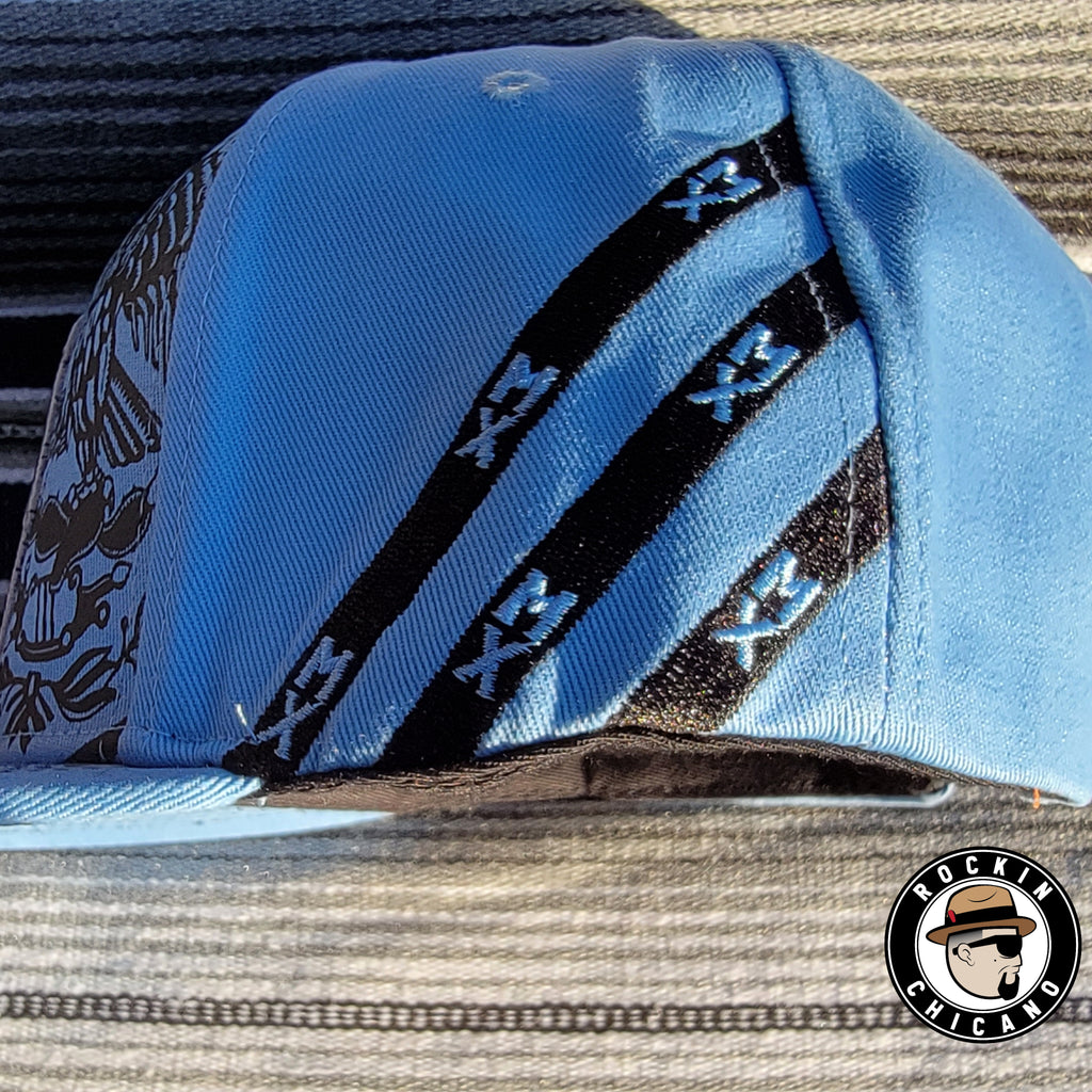 Mexican Eagle Snapback hat Baby Blue
