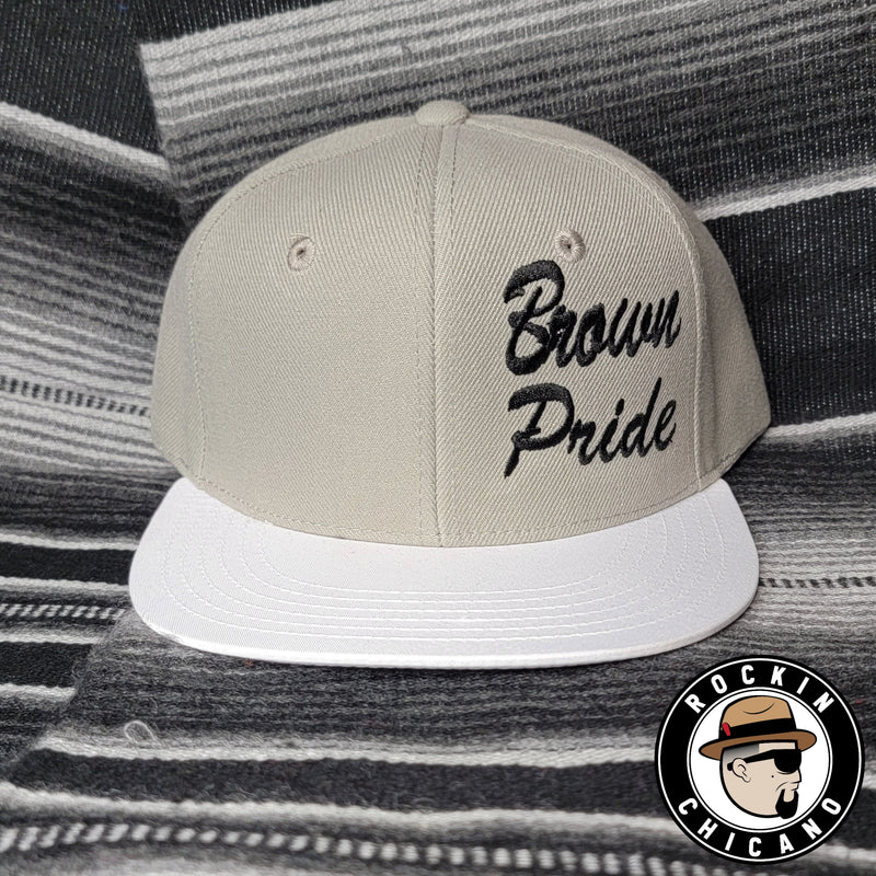 Brown Pride Snapback hat - Grey and White