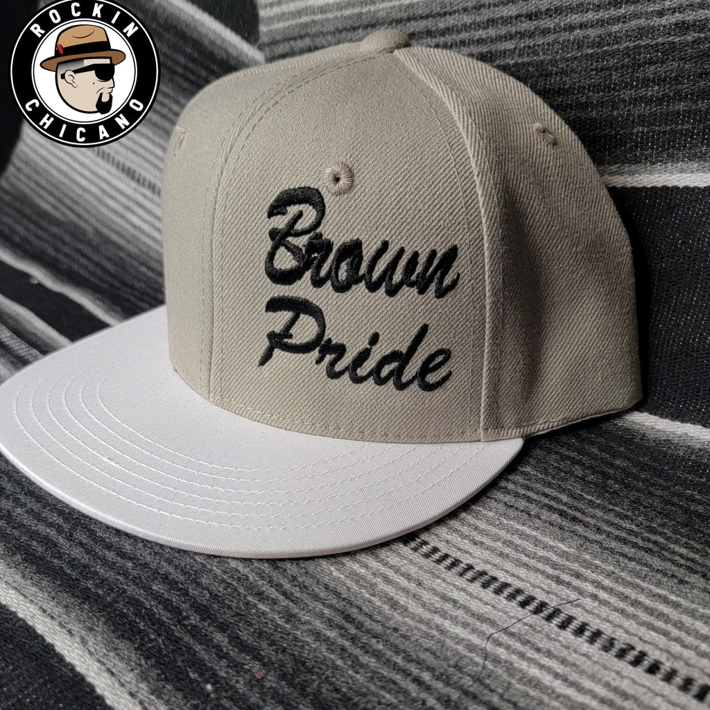 Brown Pride Snapback hat - Grey and White