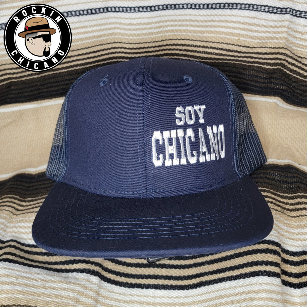Soy Chicano in Navy Snapback hat