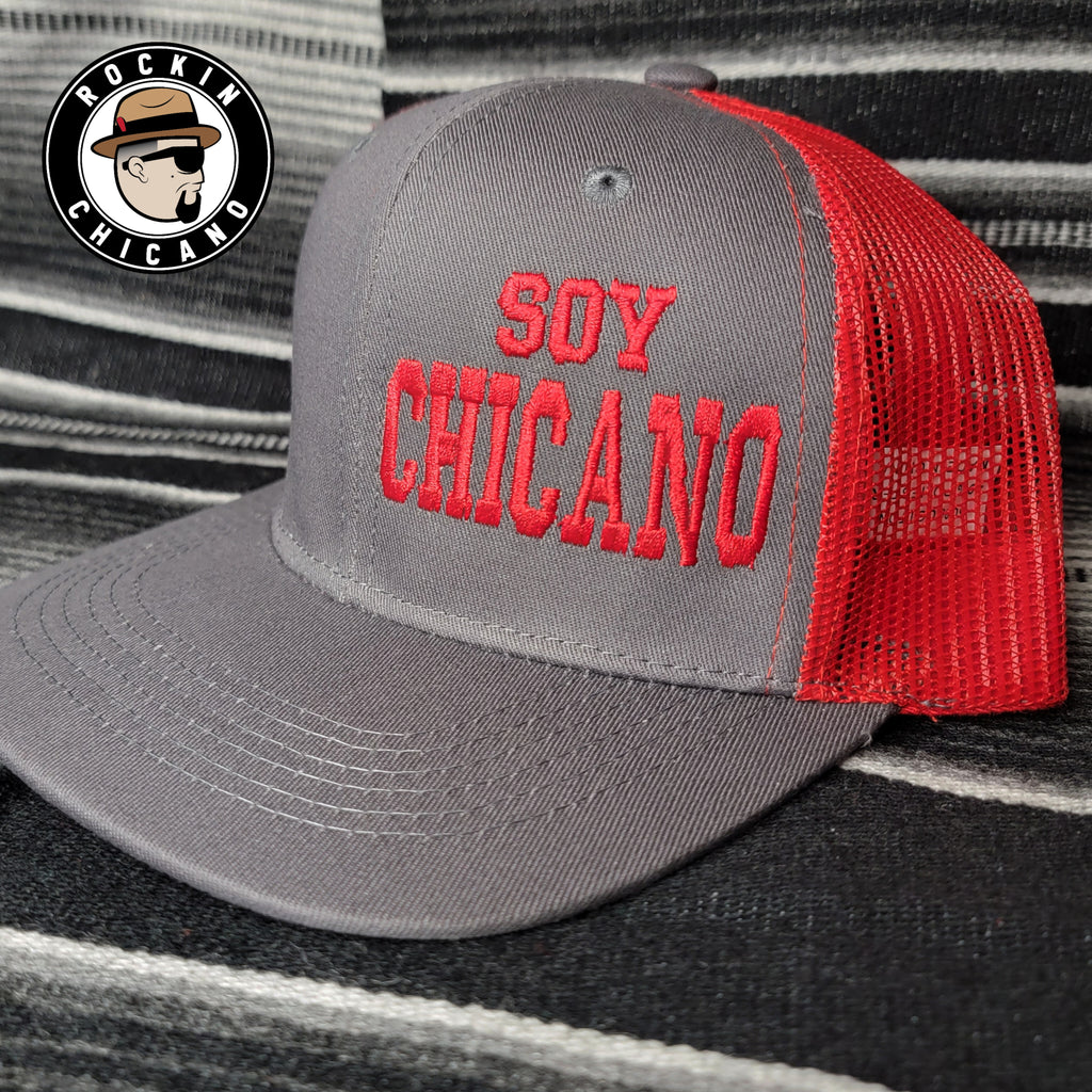 Soy Chicano Snapback hat in Red and Grey