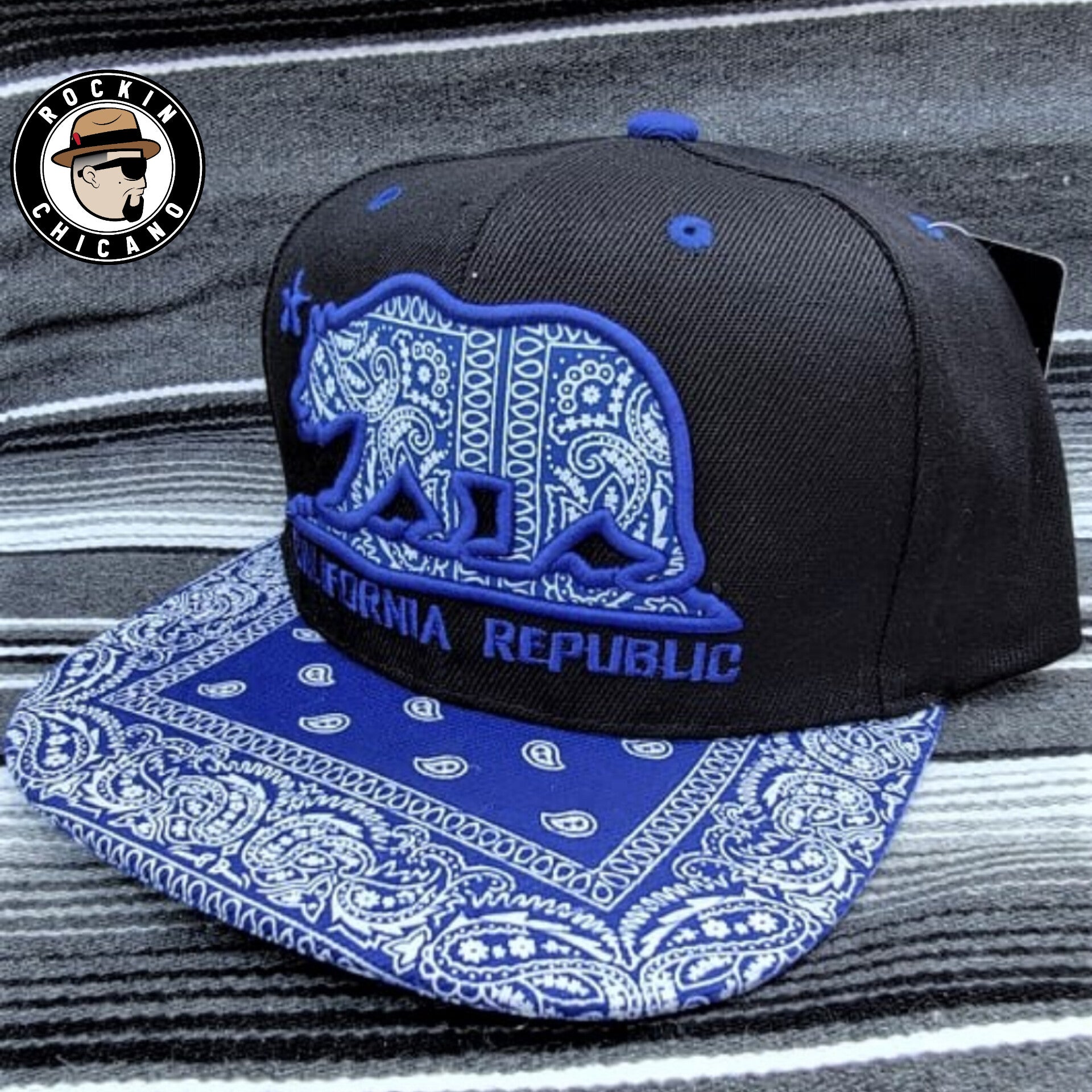 California Bear Blue bandana Snapback – Rockin Chicano