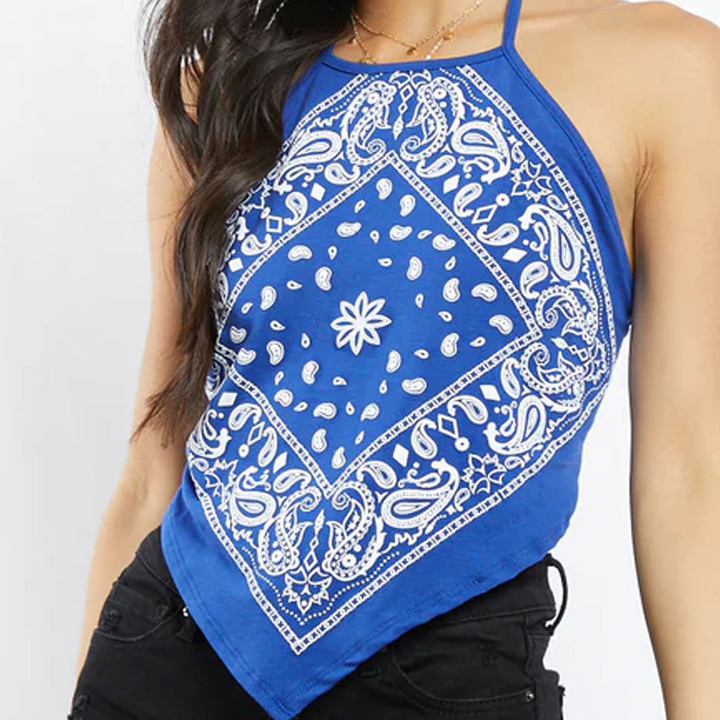 Blue Bandana Halter Top