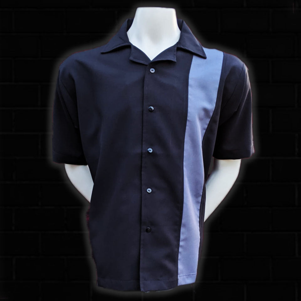 cholo dress shirts Solid Color Short Sleeve Button Up Shirt- Black